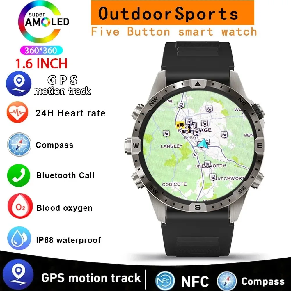 Safe Reloj inteligente con brújula y GPS para exteriores pantalla AMOLED HD de 1 6 pulgadas y llamadas Bluetooth para Android e iOS. Prestigious