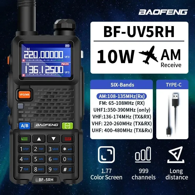 Crafted Walkie-talkie multibanda UV-5RH comunicación bidireccional fiable para exteriores Carefully Designed