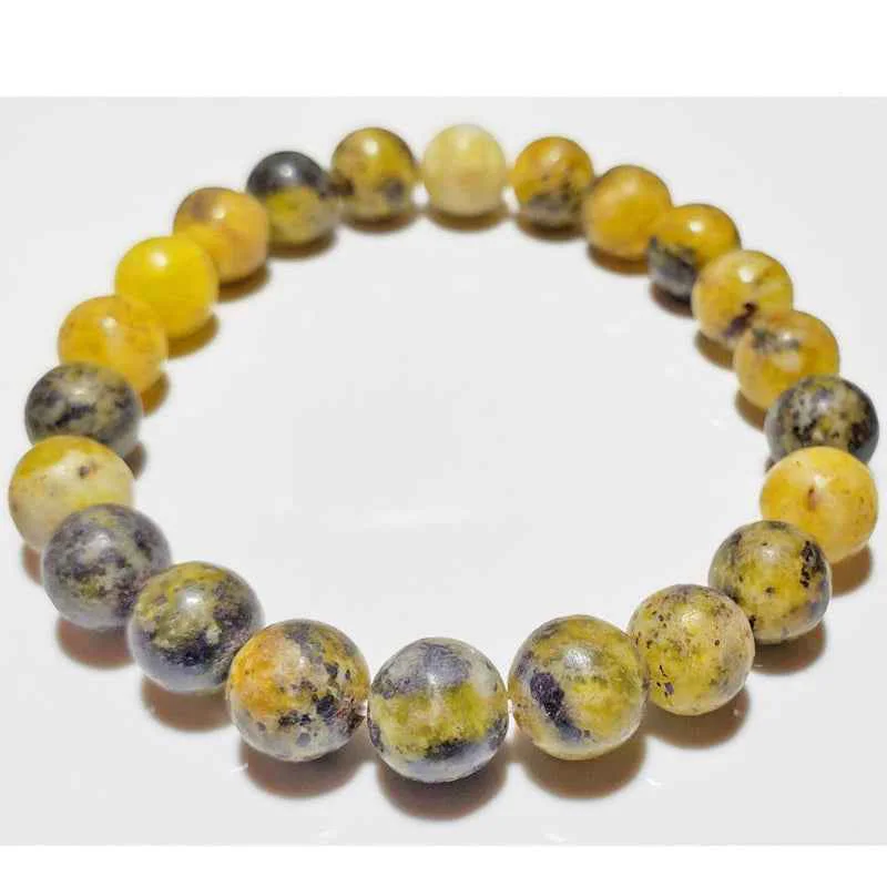High-Grade Yellow Beaded Bracelet Silver Charm Natural Stone Jewelry Casual