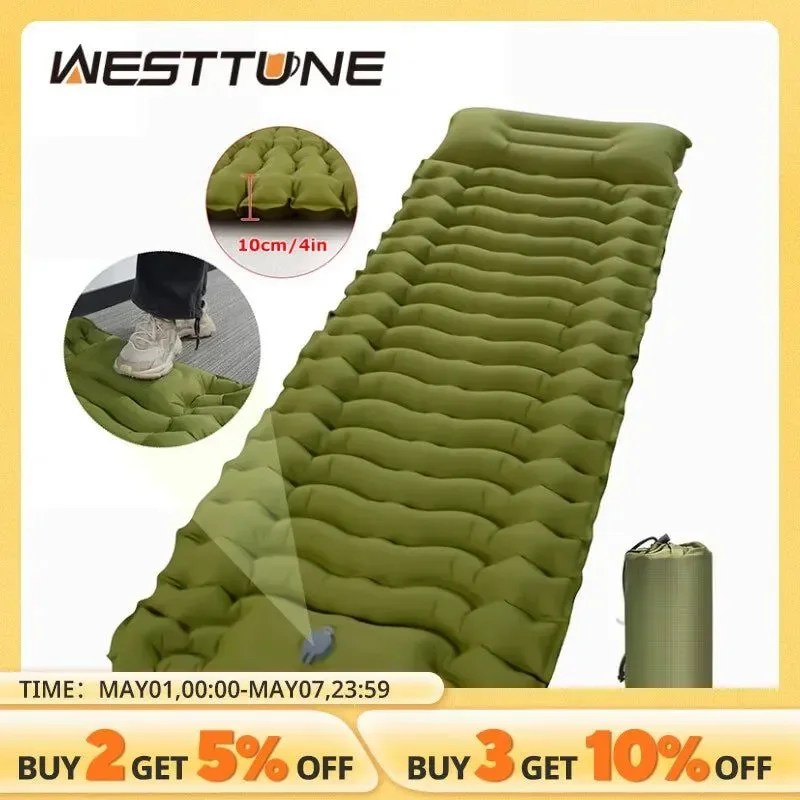 Certified Colchón inflable para acampar al aire libre colchón grueso con almohada y bomba incorporadas para viajes senderismo y escalada. Características Eco-Friendly