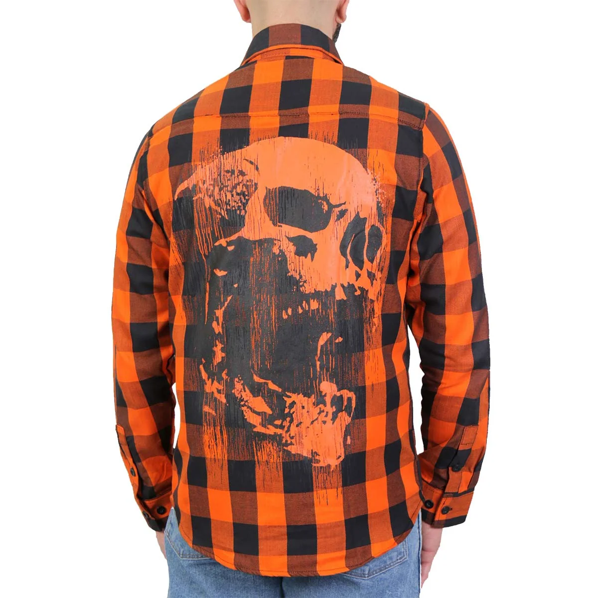 Excellent Hot Leathers FLM2108 Men's Ancient Skull Flannel Long Sleeve Shirt Traditional