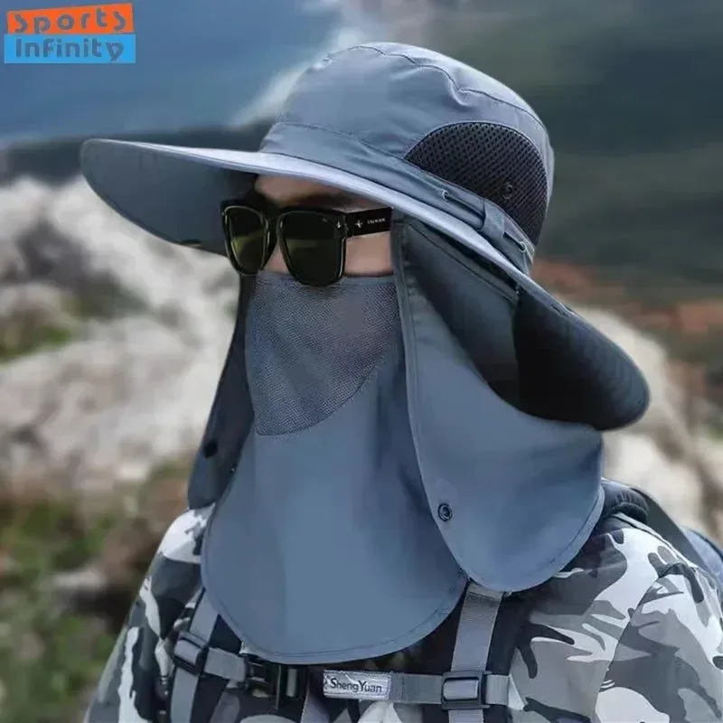 Modern Sombrero de protección solar para hombre con alero grande y máscara de protección solar para deportes al aire libre escalada pesca y senderismo. Specialty