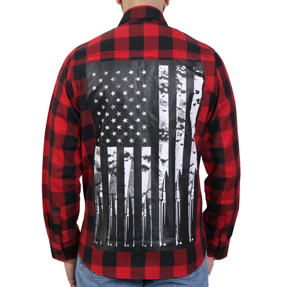 World-Class Hot Leathers FLM2110 Men's Bullets Flannel Long Sleeve Shirt Fine Crafted