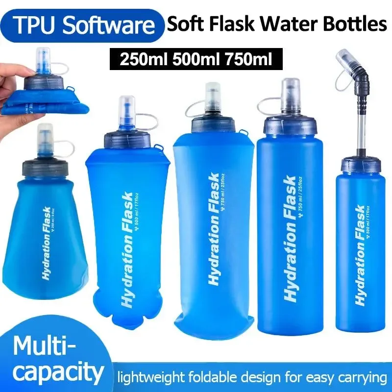 Organic Botella de agua de TPU Soft Flask botella plegable ultraligera para correr riñonera tipo chaleco. Easy-to-Use