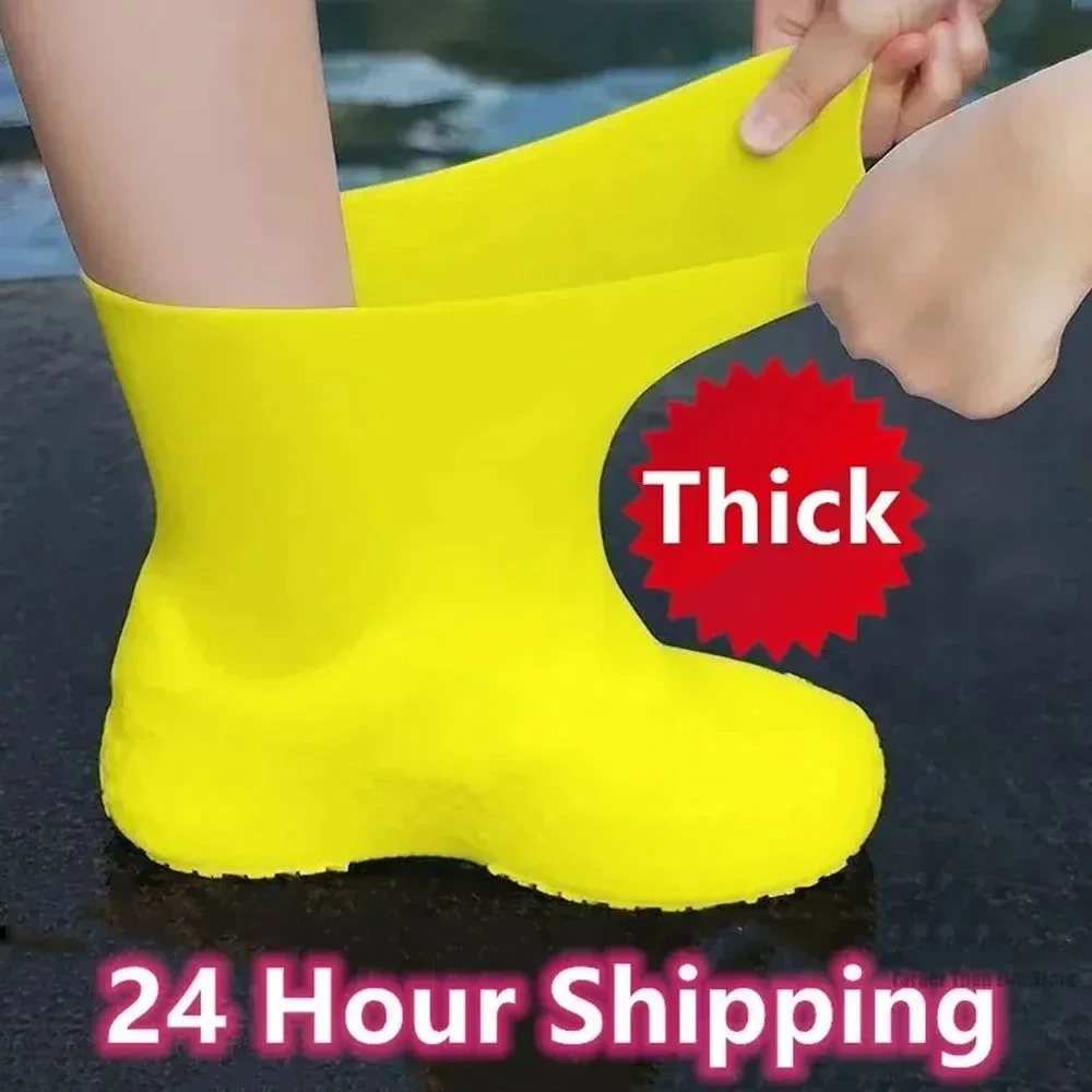 High-Grade 1 par de cubrezapatos impermeables de silicona - Cubrezapatos reutilizables de goma antideslizante para botas de lluvia para días lluviosos al aire libre Prestigious