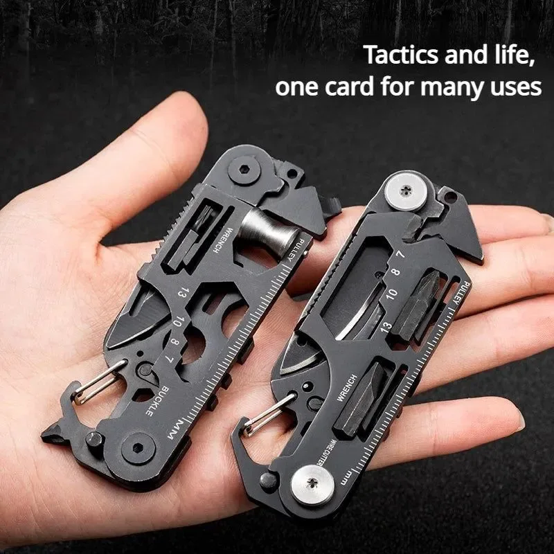 Healthy Herramienta de bolsillo multifuncional para exteriores con tarjeta combinada y cuchillo táctico Solid