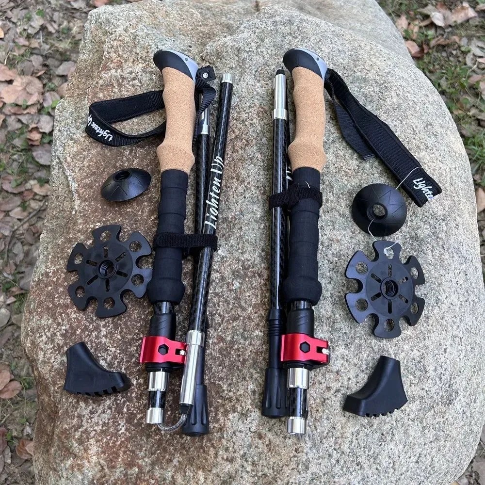 Lightweight Bastones de trekking ultraligeros de fibra de carbono bastones plegables para senderismo y marcha nórdica con cierre rápido. Bastones de trekking ultraligeros de fibra de carbono plegables para senderismo y marcha nórdica con muletas telescópicas de cierre rápido. High-End