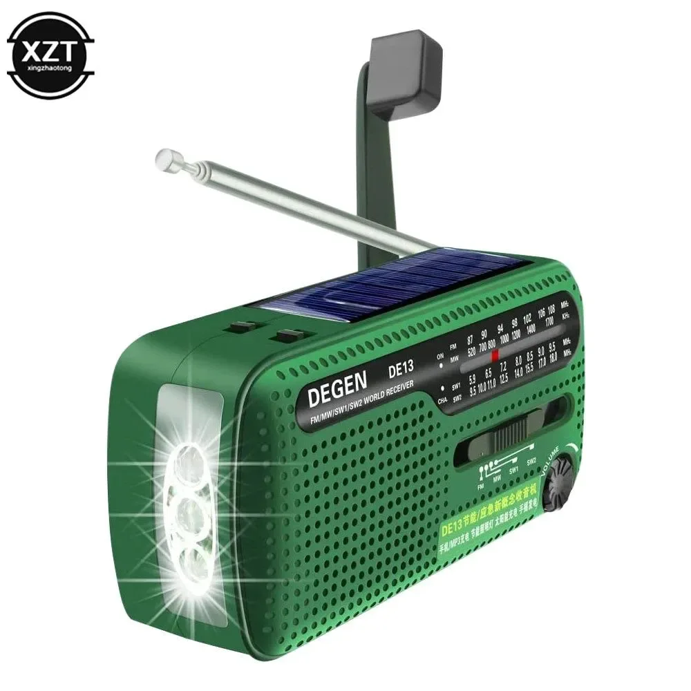 Responsible Radio FM AM SW de banda completa generador de manivela banco de energía solar de emergencia receptor de radio portátil retro Lightweight