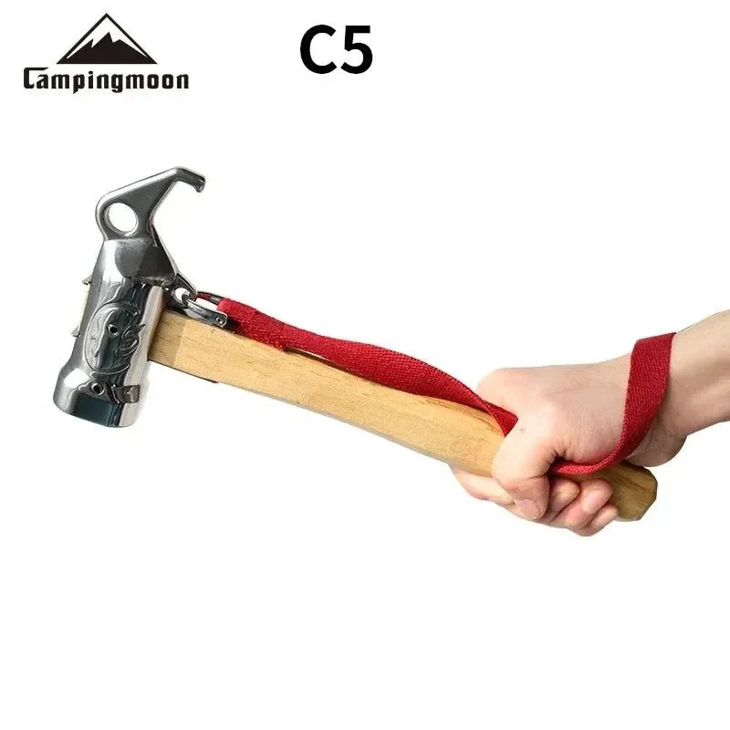 Proven Martillo de desbaste para acampar al aire libre - Acero inoxidable con mango de madera martillo de clavos fijo para carpa con cuerda de seguridad Stylish