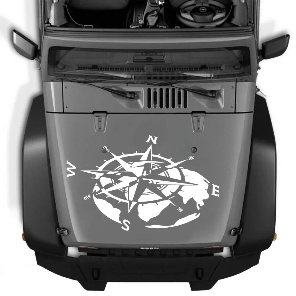 World-Class Calcomanía grande de brújula con mapa del mundo para auto camión o furgoneta. Vinilo para Jeep RV autocaravana caravana viajes de aventura capó y puerta. Elite