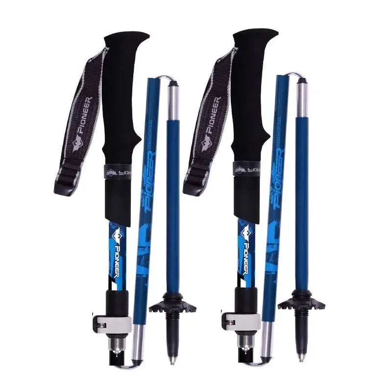 Solid Bastones de trekking plegables de 5 secciones 2 unidades de fibra de carbono y aleación de aluminio para escalada y senderismo. Organic
