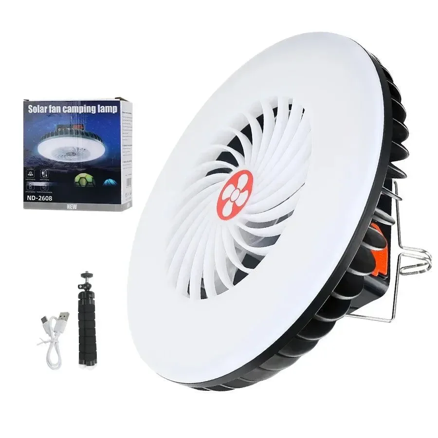 Innovative Herramienta multifuncional para acampar ventilador con luz LED y carga solar tipo C Authentic