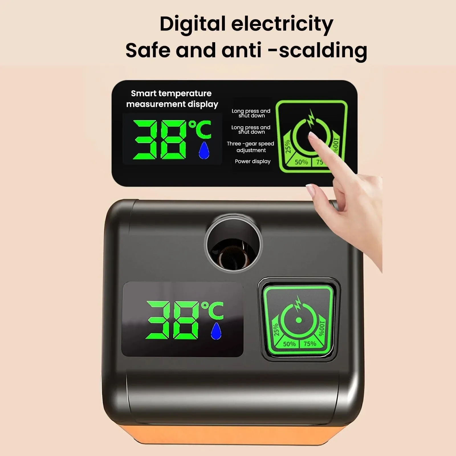 Healthy Bomba de ducha eléctrica portátil para camping - Resistente al agua IPX7 con pantalla digital y ventosa para camping playa y dormitorios Premium Material