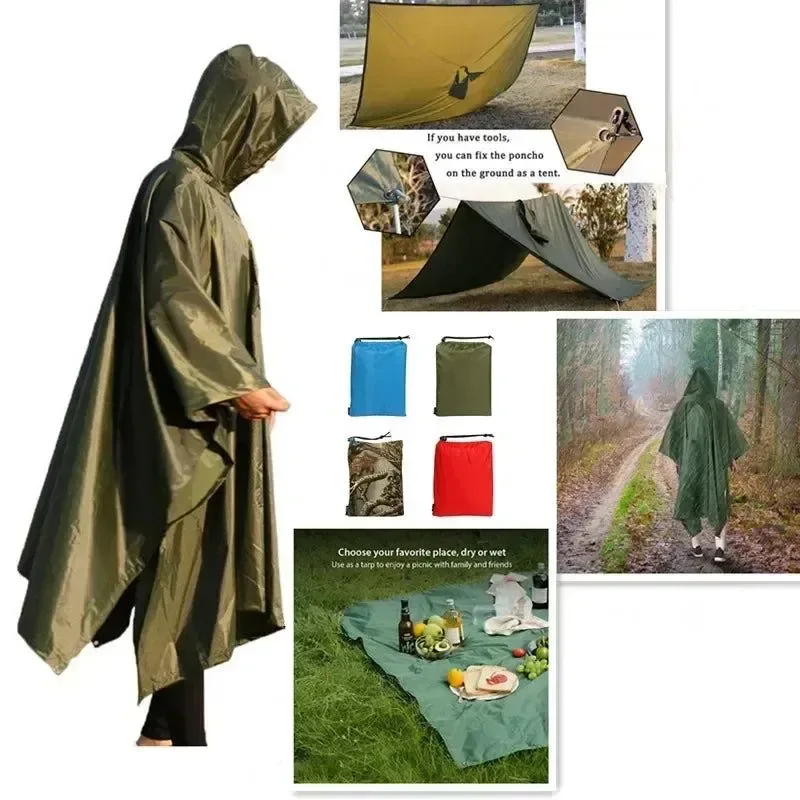 Relaxed Impermeable militar 3 en 1 para hombre y mujer poncho toldo y manta de picnic. Stylish