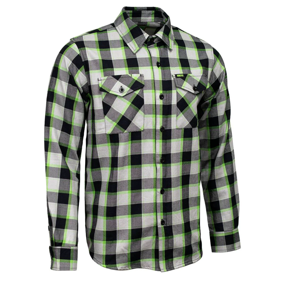 Elite MMCC Men's Radioactive Black Gray Green Cotton Long Sleeve Flannel Shirt - MMC11602MMC11602 Radioactive Men's Cotton Flannel Exceptional