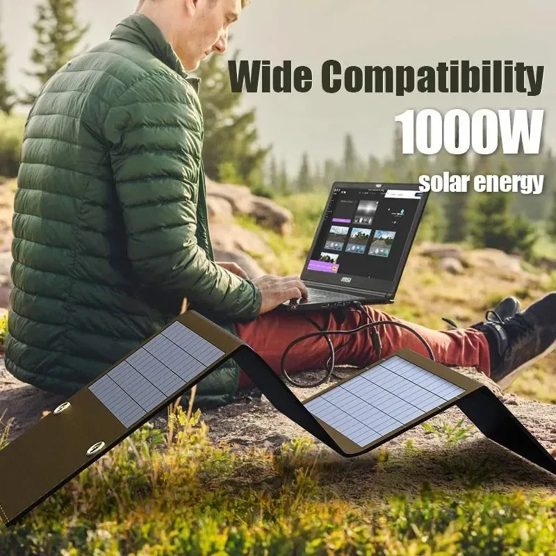 Versatile Bolsa de panel solar plegable portátil de 1000 W con salida USB y CC fuente de alimentación para exteriores i para teléfonos generadores y camping. Solid