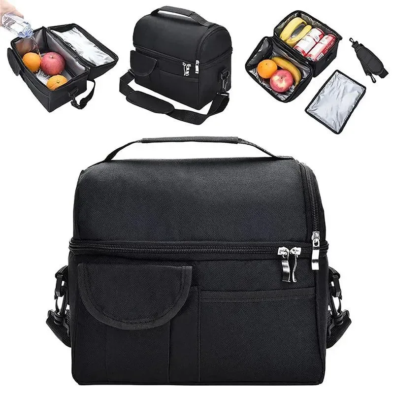Practical Bolsa térmica grande a prueba de fugas bolsa de almuerzo con dos compartimentos para acampar y viajar Exclusive
