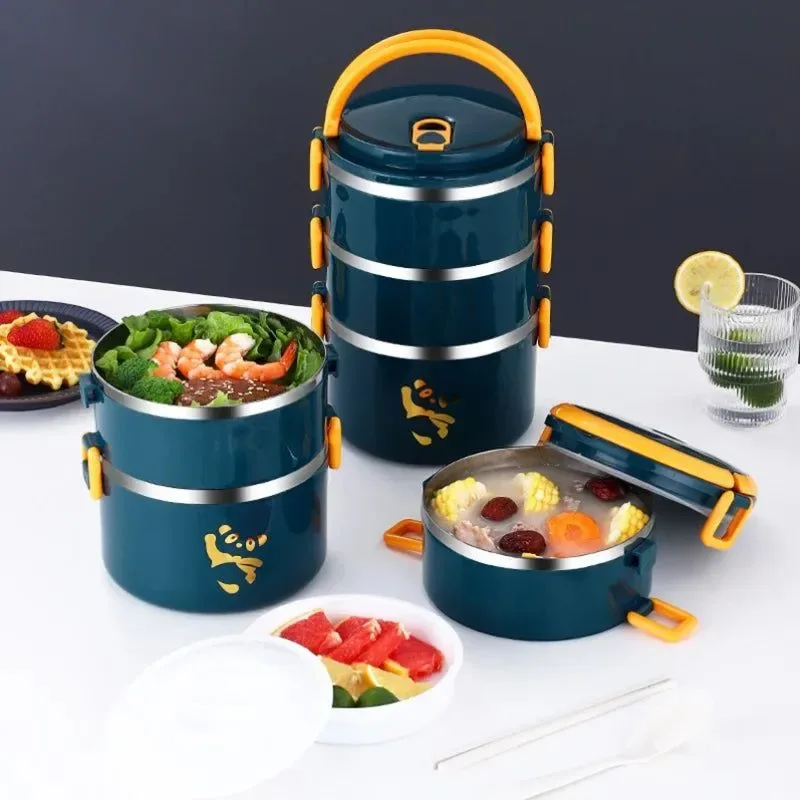 Expertly Made Juego de cajas bento apilables de acero inoxidable de 1 a 4 capas herméticas y con aislamiento. Lightweight