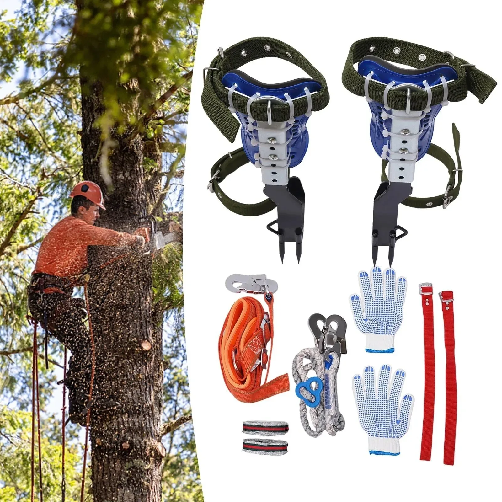 Healthy Kit profesional para trepar árboles garras de acero con capacidad de 150 kg pedales antideslizantes cinturón de seguridad ajustable y equipo completo para arboristas. Functional