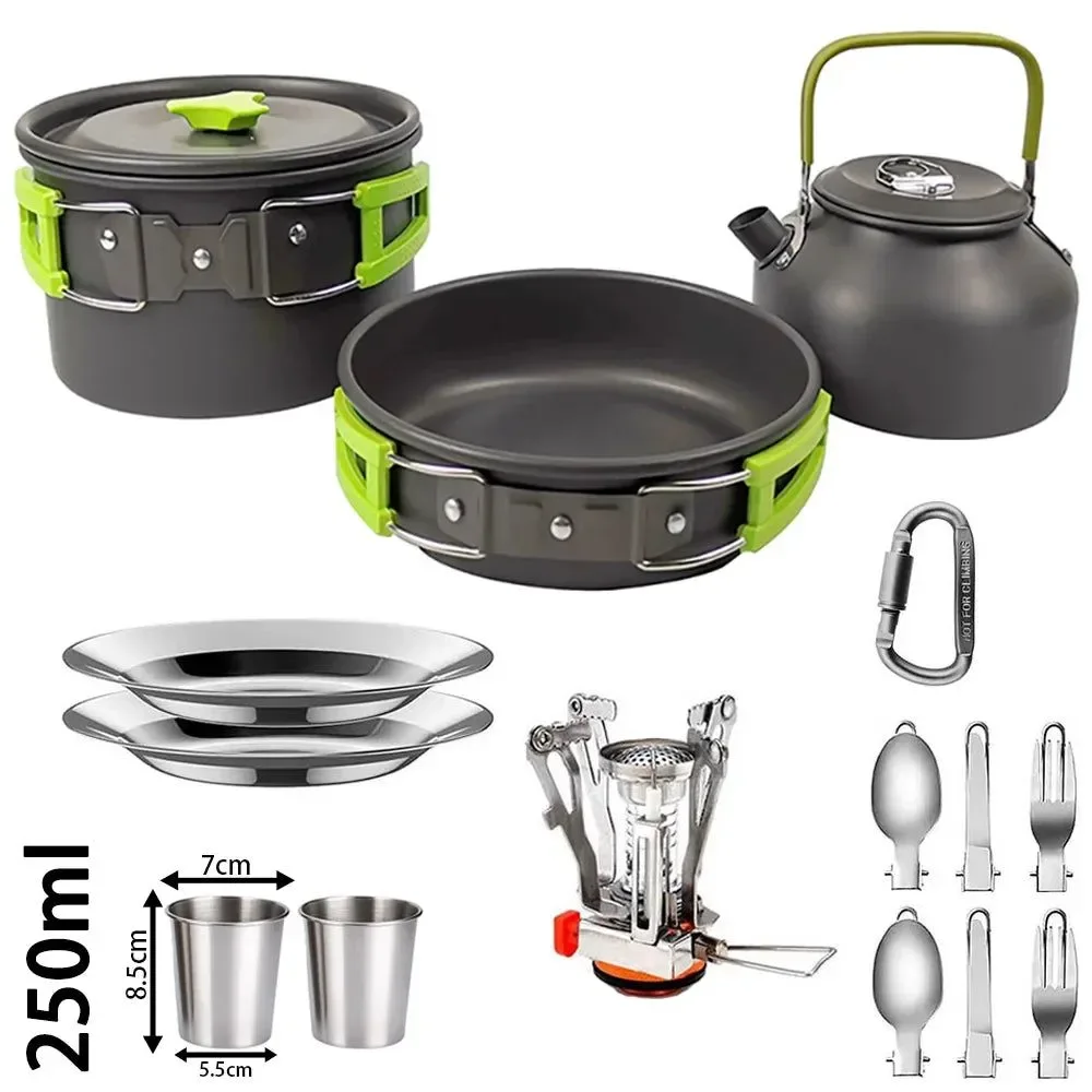 Exceptional Juego de utensilios de cocina portátiles de aluminio para acampar para 1 a 3 personas ligeros y duraderos. Convenient