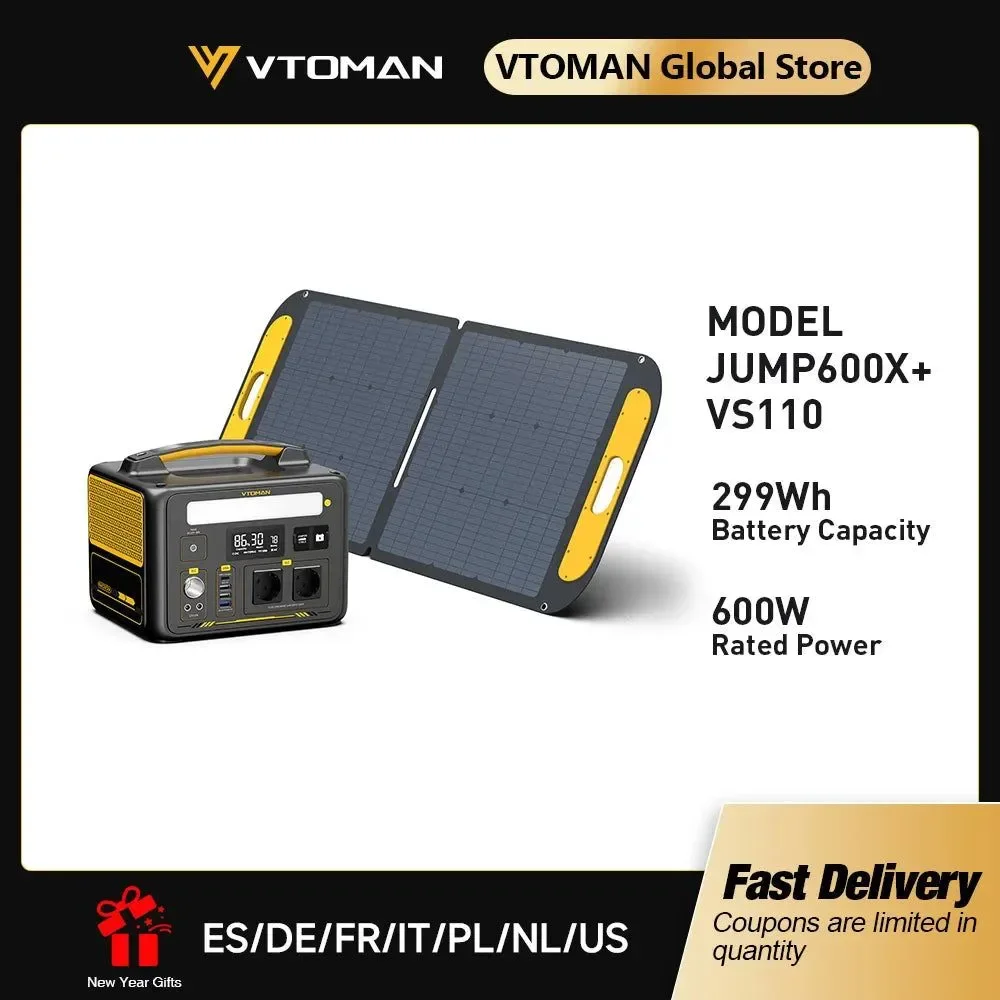 Smart Estación de energía portátil de 600 W con panel solar de 110 W batería LiFePO4 de 299 Wh CA de onda sinusoidal pura cargador solar para camping y emergencias. Stylish