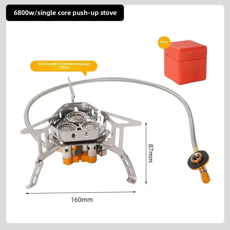 Premium Estufa de camping portátil de 3 quemadores estufa de gas butano resistente al viento con encendido para cocinar al aire libre. Dependable