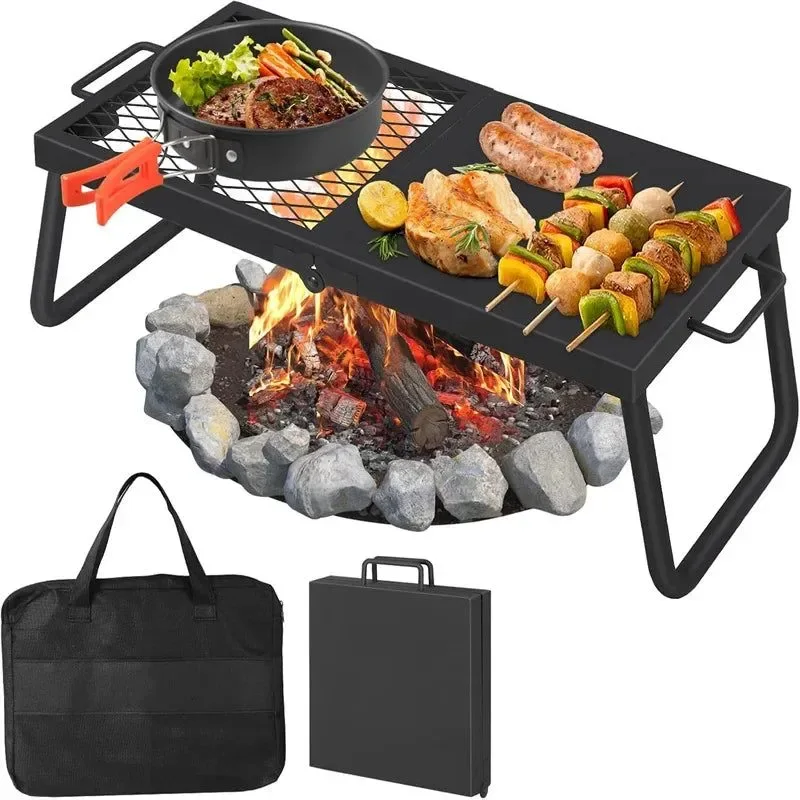 Durable Parrilla plegable resistente para fogatas rejilla portátil de malla de acero para fogatas High-End