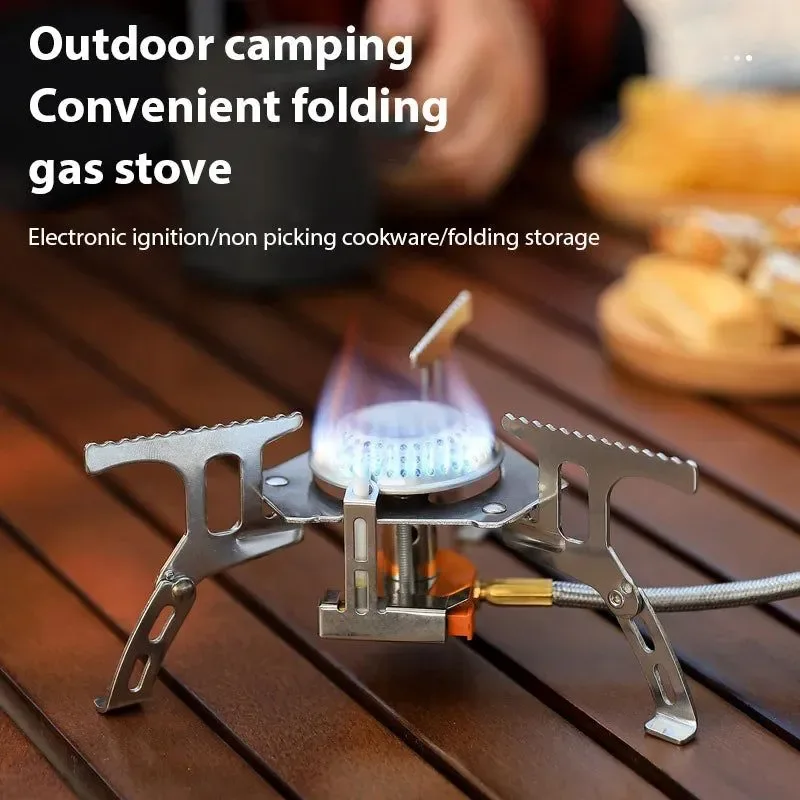 Professional Portable Gas Camping Stove with Ignition - High Power Outdoor Burner for Cooking BBQ Picnics Travel Smart