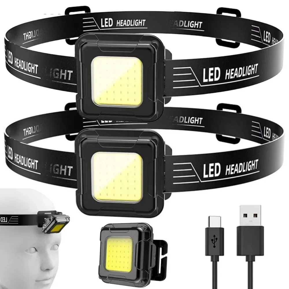 Expertly Made USB-C Rechargeable Headlamp – 200-Lumen COB LED Head Torch with 4 Light Modes Adjustable Angle for Camping Hiking Fishing Work Relaxed