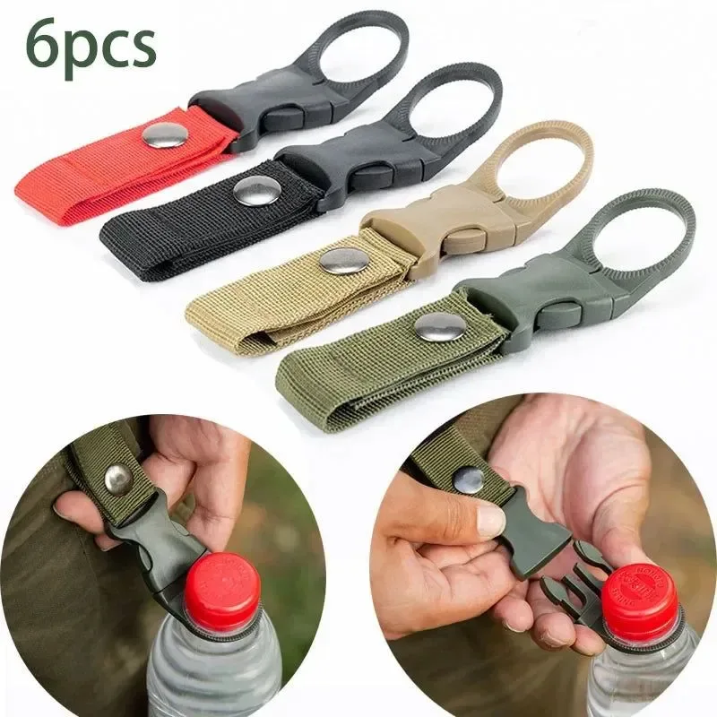 Reliable 6-Pack Military-Grade Water Bottle Clips – Heavy Duty Nylon Webbing Hooks for Camping Hiking Packs Smart