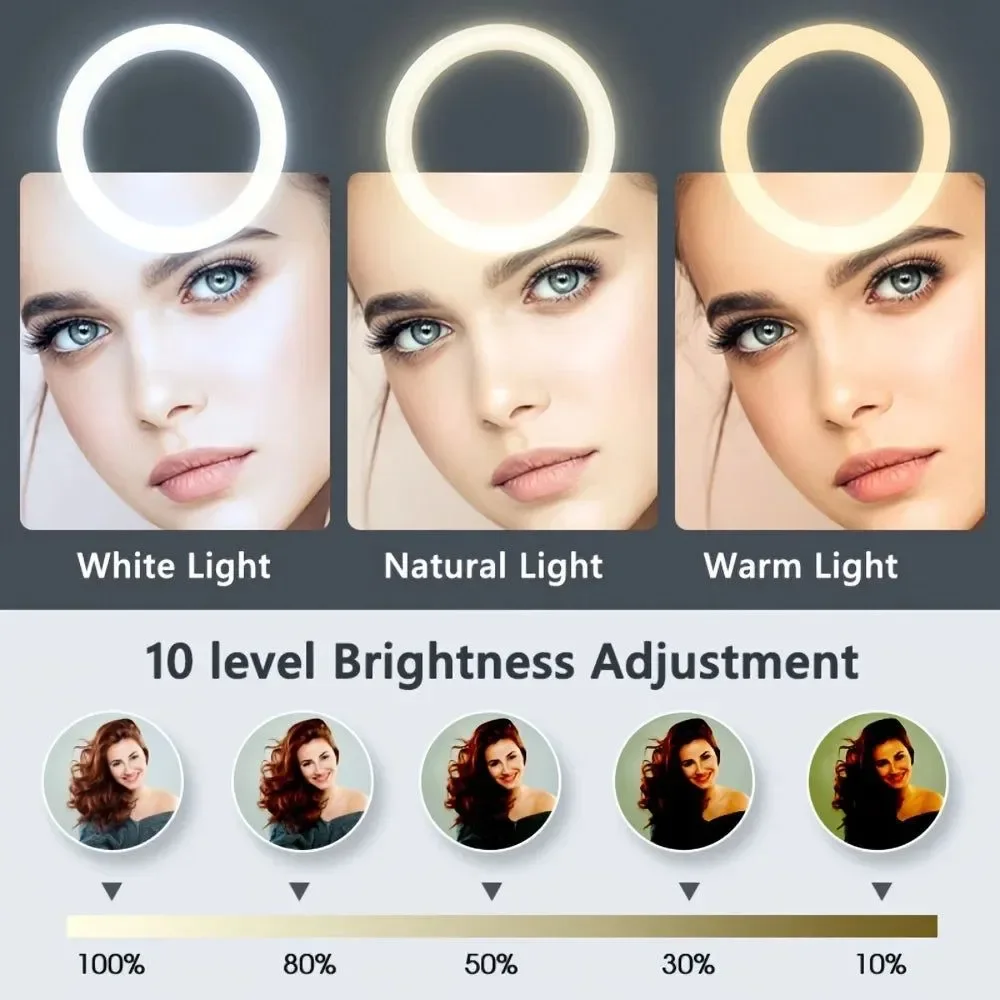 Professional 26cm LED Ring Light with Tripod Stand – Adjustable Selfie Light for Photography Makeup Optimized