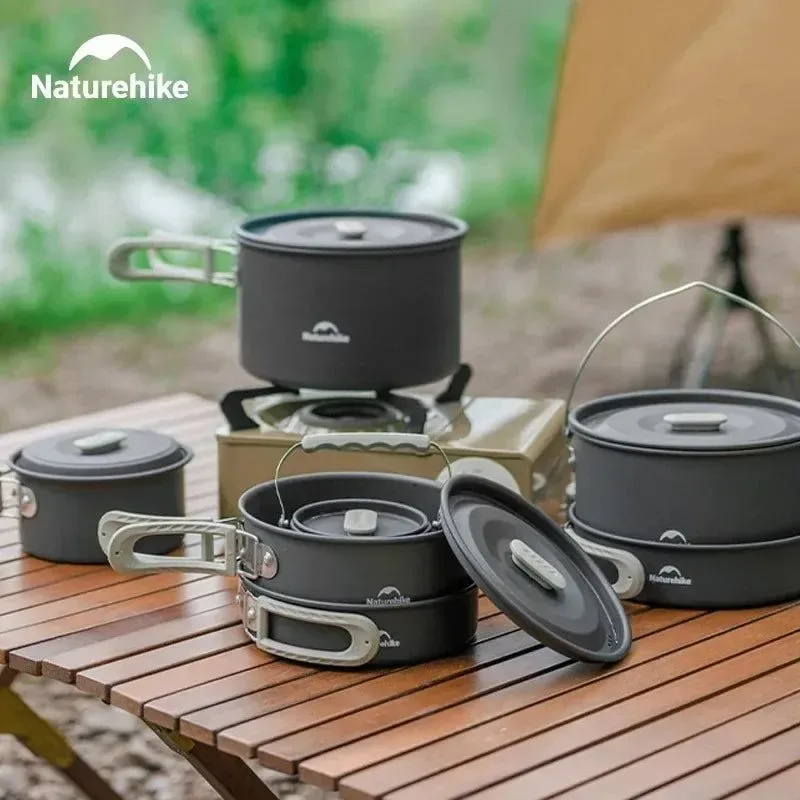 Easy-to-Use Compact Camping Cookware Set – Non-Stick Aluminum Outdoor Cooking Picnic Kit with Teapot for 2–4 Persons Stylish