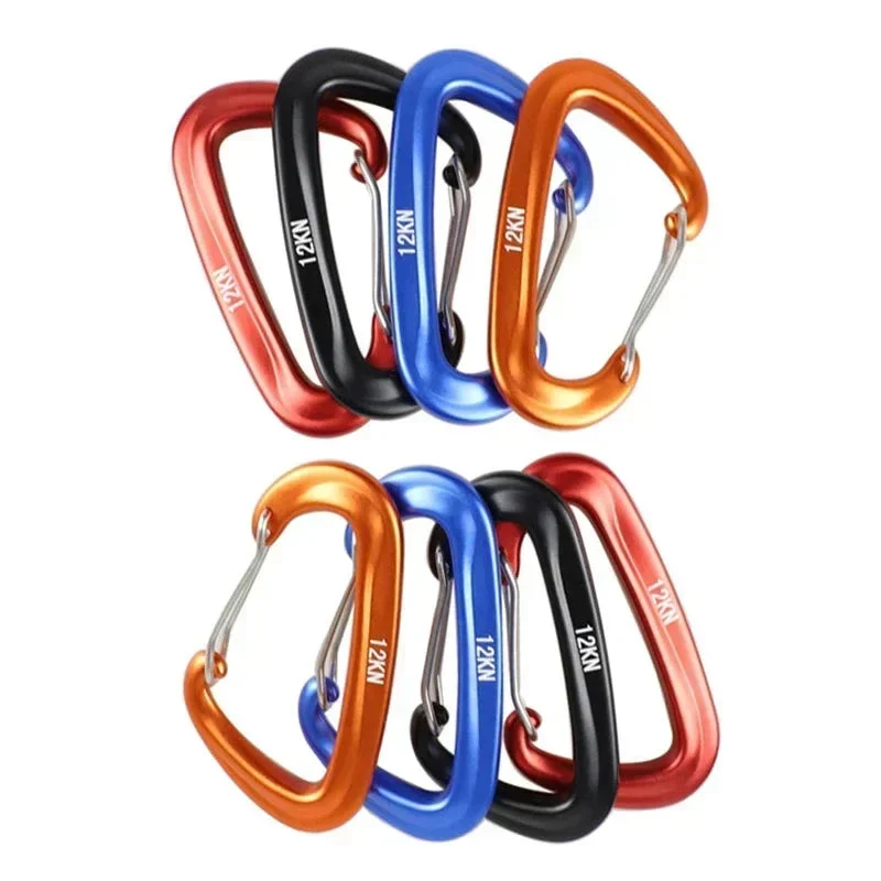 Natural D-Shaped Carabiner Clips 1 8 PCS – 12KN Heavy Duty Aluminum Hooks for Camping Hammocks Outdoor Gear Solid