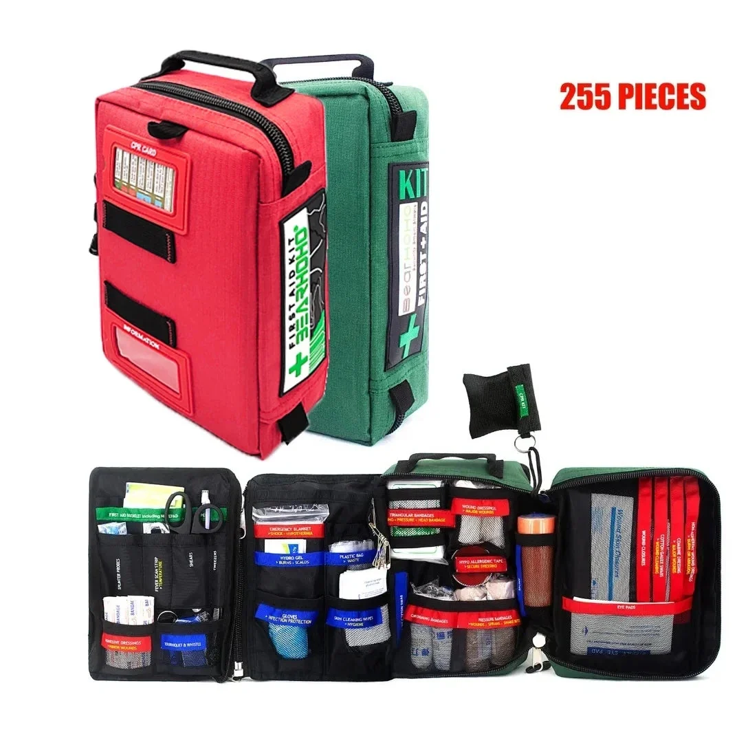 Professional 255-Piece First Aid Kit or Empty Medical Bag – Tactical Emergency Survival Kit for Camping Travel Home Fine Crafted