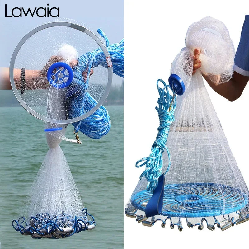 Effective Hand Cast Net Monofilament Nylon Fishing Net Aluminium Ring Clean