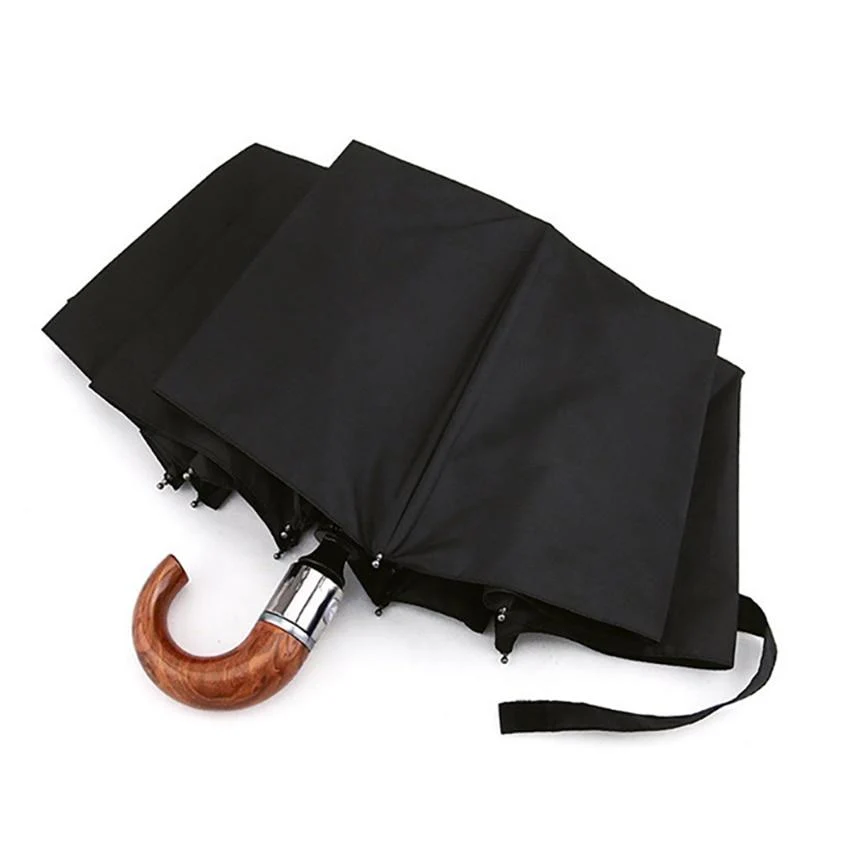 Contemporary Fully Automatic Wooden Handle Business Umbrella Pure