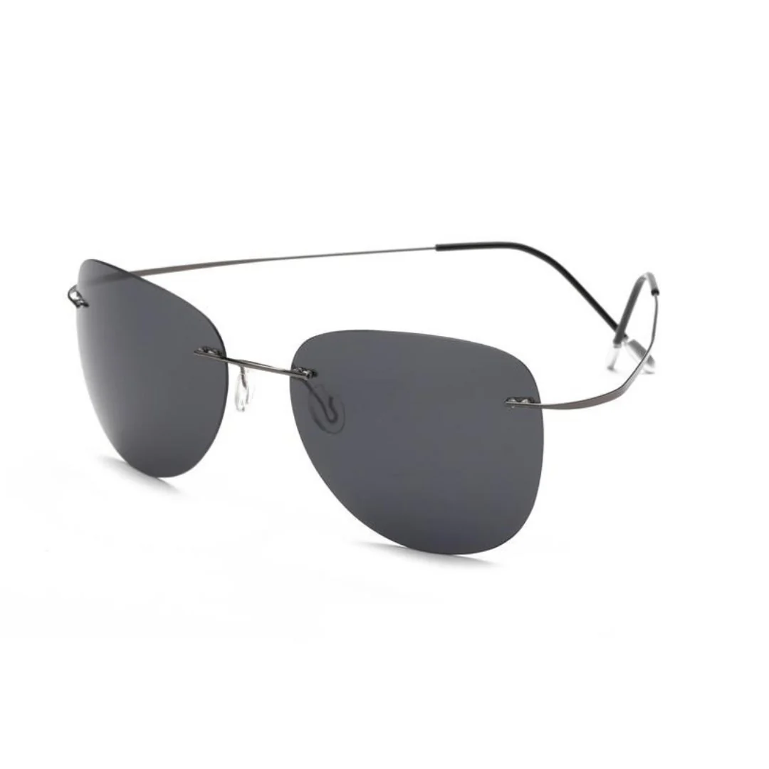 Casual Pure Titanium Rimless Polarized Sunglasses Fast