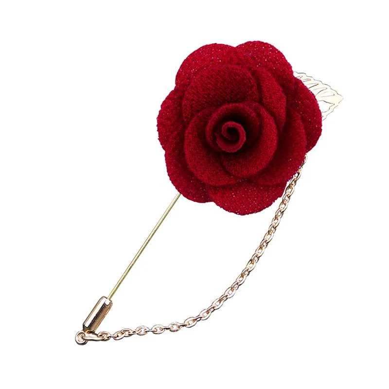 Fast Satin Rose Lapel Pin With Chain Eco-Friendly