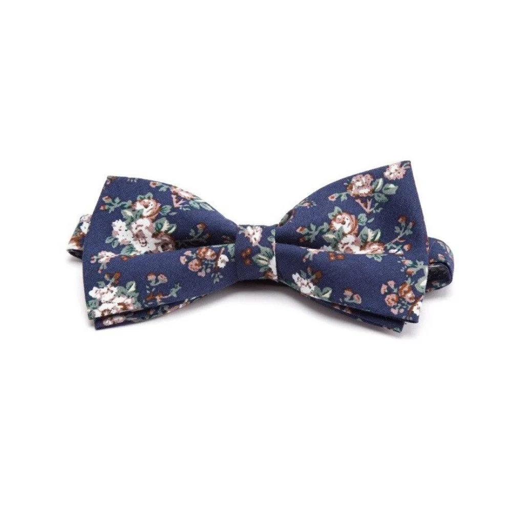 Consistent Flowered Cotton Bow Tie Pre-Tied Enhanced