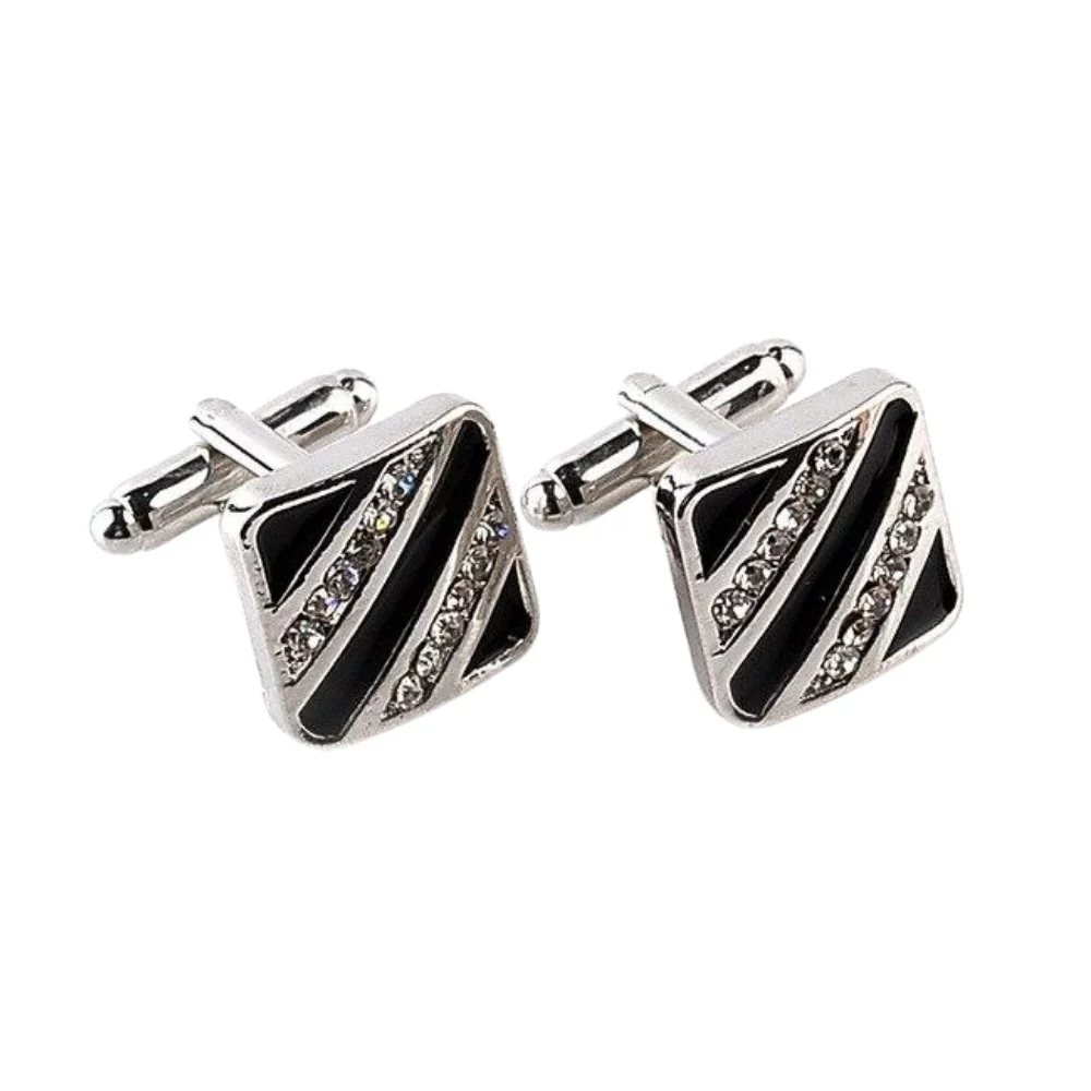 Authentic University Stripe Crystal Cufflinks Green