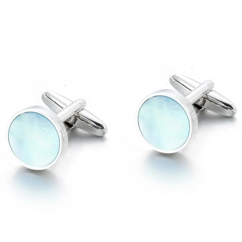 Fine Round Sea Shell Silver-Tone Cufflinks Reliable
