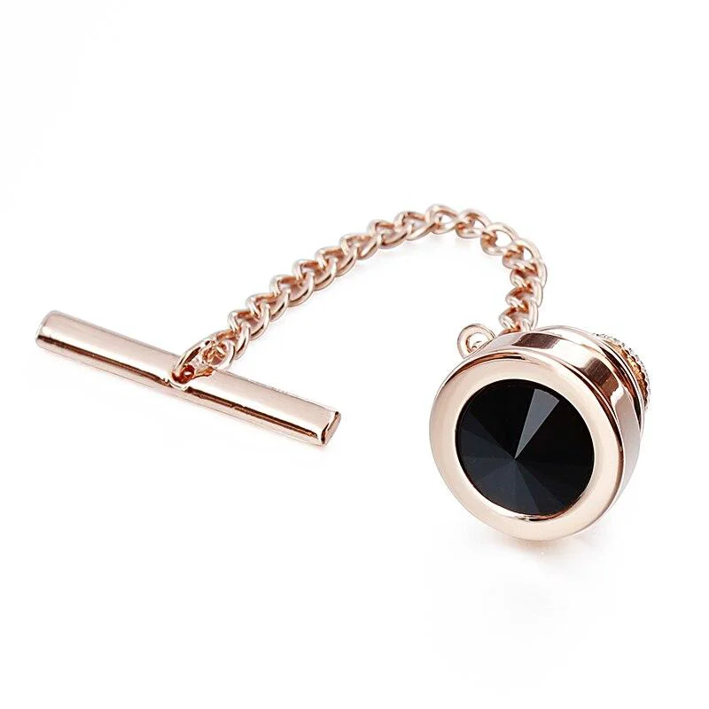 Stylish Round Crystal Rose Gold Tone Tie Tack Innovative