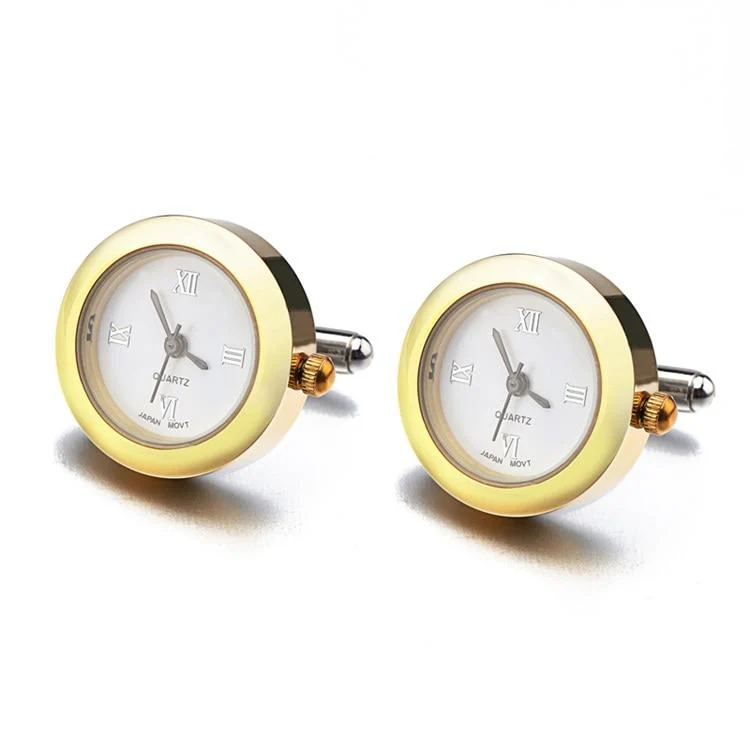 User-Friendly Minimalist Round Clock Cufflinks High-End