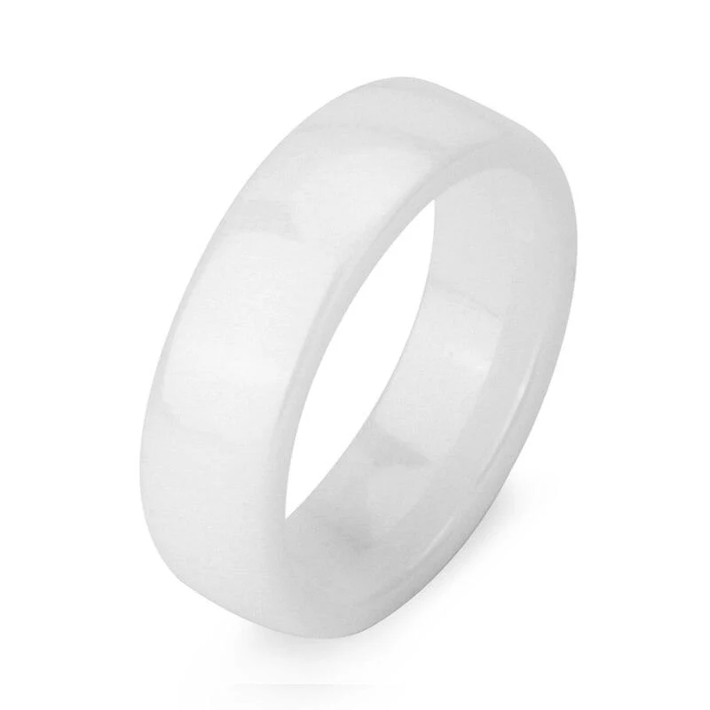Durable White Smooth Polished Ceramic Ring Elegant