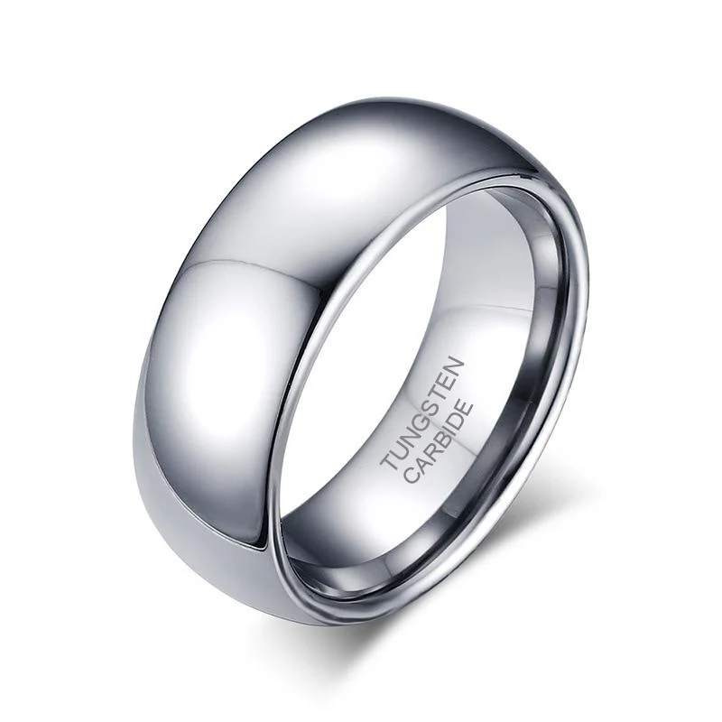 Convenient Tungsten Carbide Silver-Tone Polished Ring Versatile