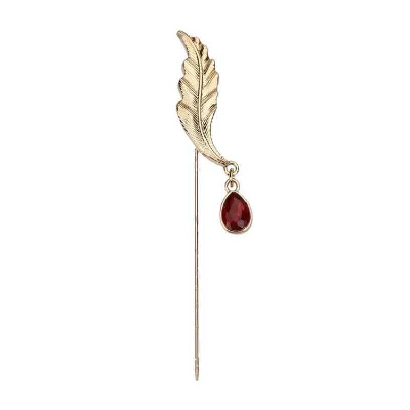 Unique Leaf With Crystal Lapel Pin Fashionable