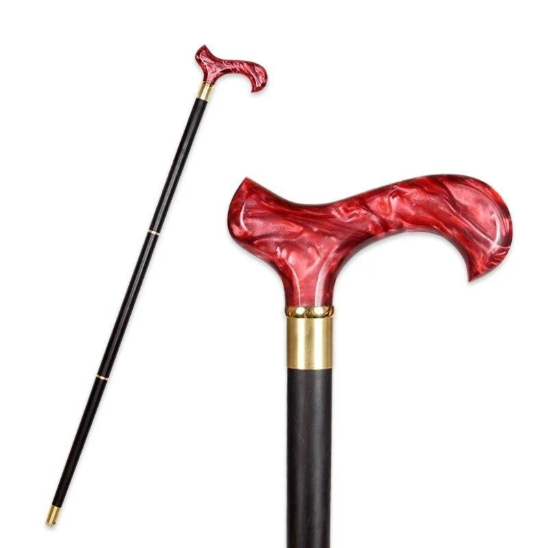 Exceptional Gabriel Wooden Walking Stick With Red Brown Handle Modern