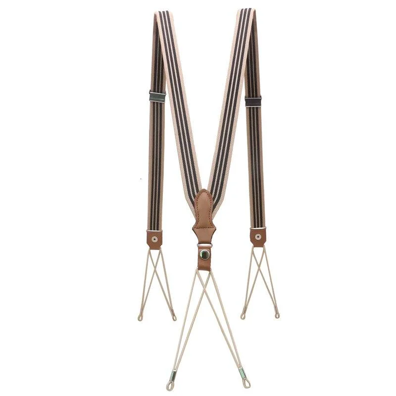 World-Class Vintage Cowhide Leather Button String Suspenders Relaxed