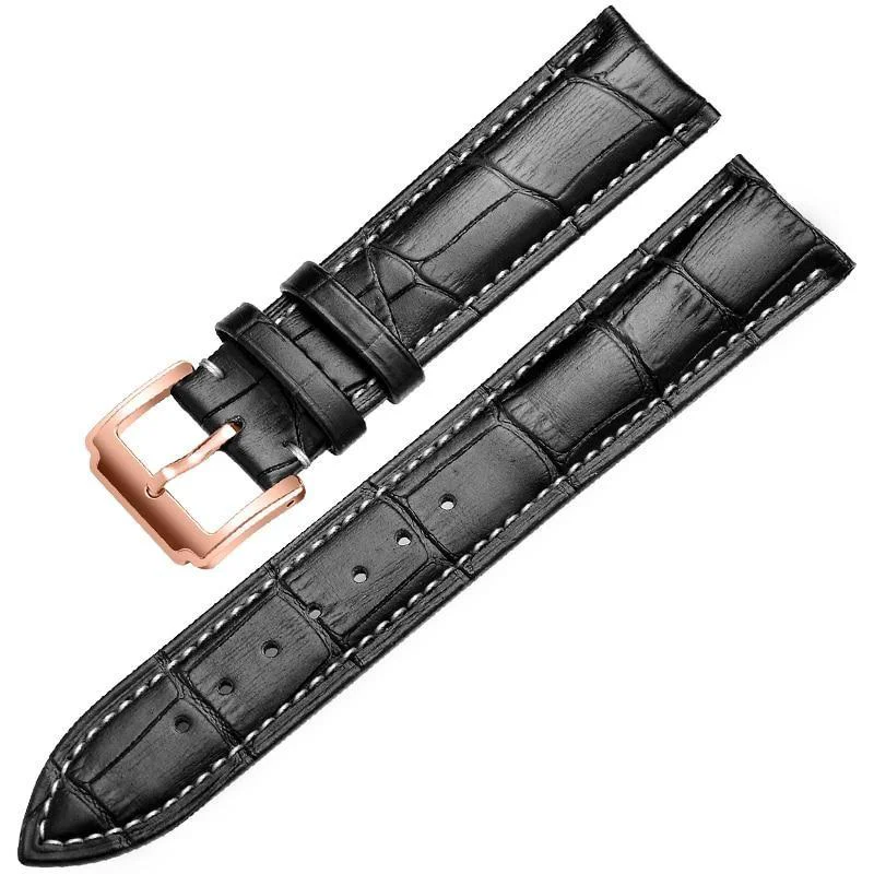 Exclusive Horace Black Stitched Calfskin Classic Watch Strap Prestigious
