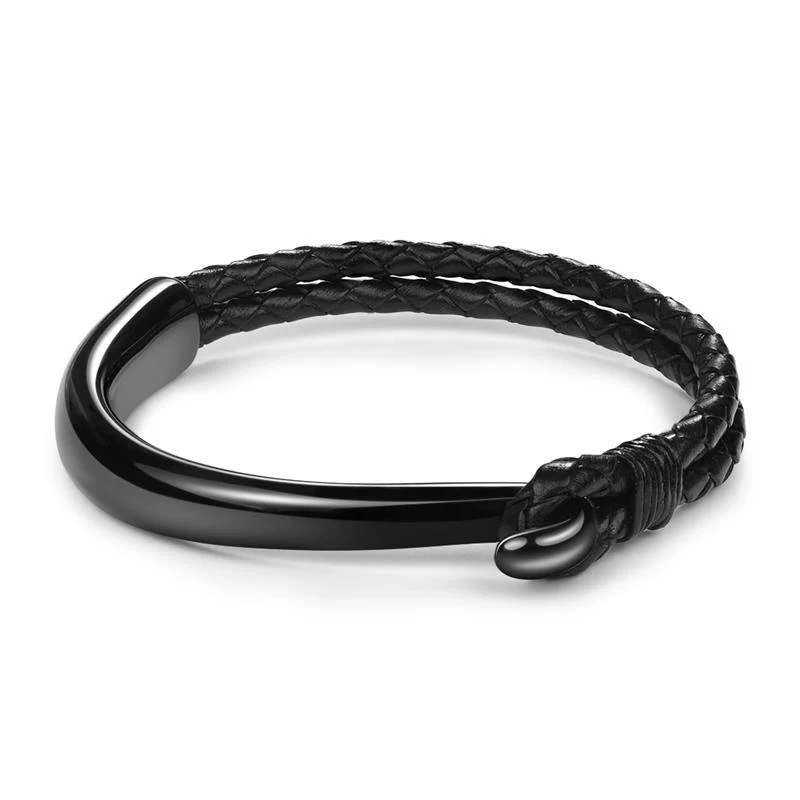 High-Quality Dolfo Metal Hook Leather Braided Bracelet Original